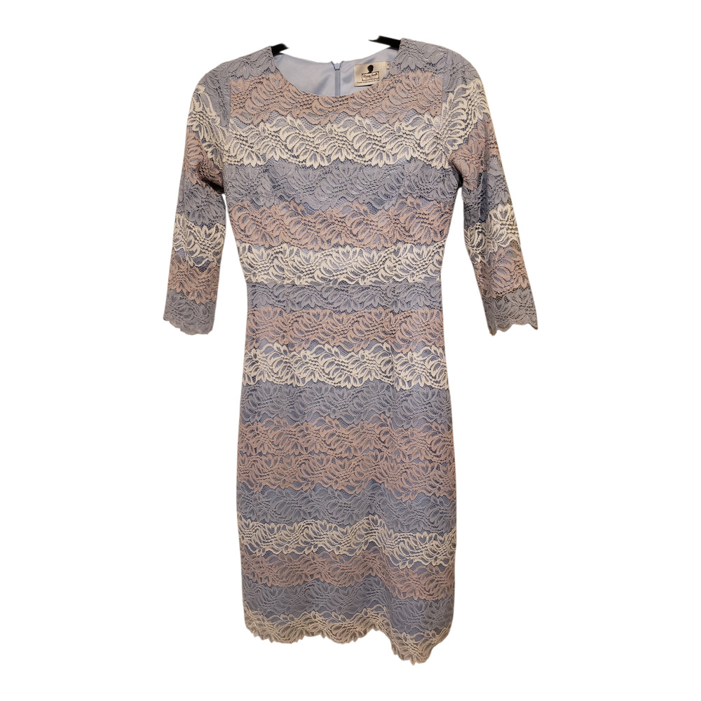 Dainty Jewells Light Blue Lace Modest Dress Small Sleeves Lined